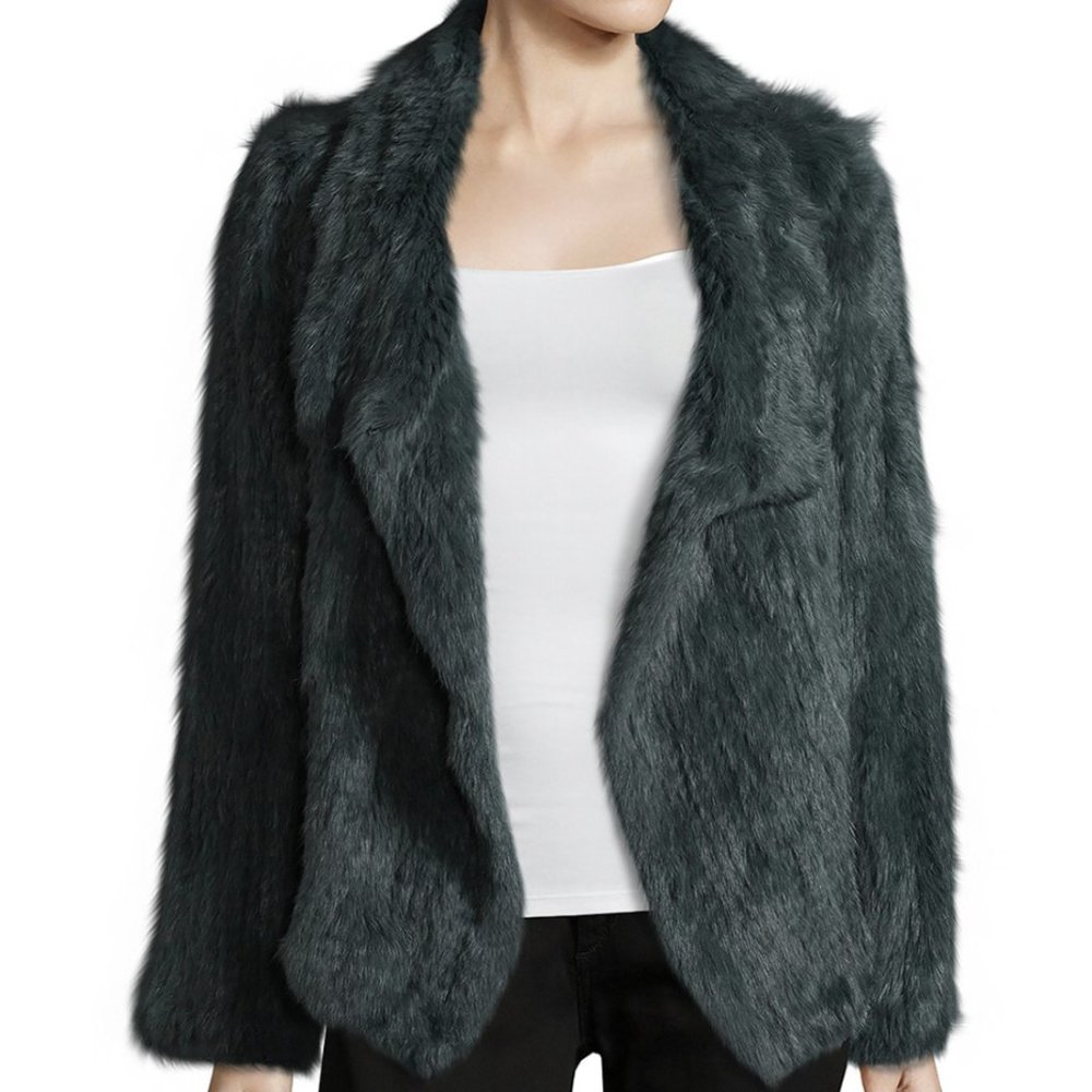 NWT Yves Salomon Rex Rabbit Fur Jacket